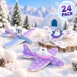 Arctic Wonderland Animal Foam Airplane Gliders-24Pk