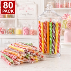 Old Fashioned Assorted Fruit Candy Sticks - 80Pk