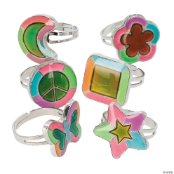 Colourful Metal Mood Rings Assortment-12Pk