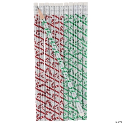 Candy Cane Glitter Wood Pencils Assortment-24Pk