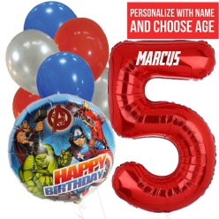 Avengers PERSONALIZED Name & single Digit Age Balloon Bouquet