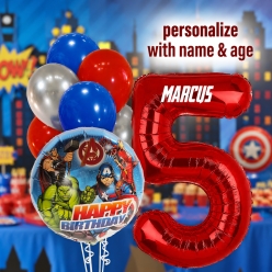 Avengers PERSONALIZED Name & Age Balloon Bouquet