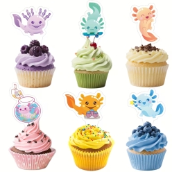 Axolotl Birthday Cupcake Toppers 6pk
