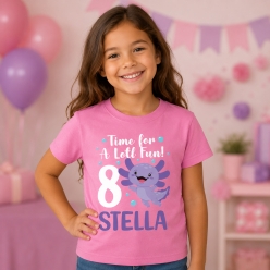 Axolotl Name & Age Personalized Pink T-shirt