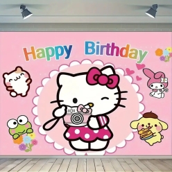 Hello Kitty Smile FABRIC Backdrop