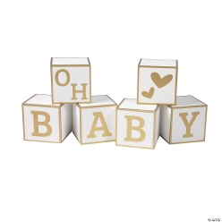 Oh Baby Gold Baby Blocks Guest Book Wood Decoration