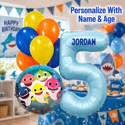 Baby Shark PERSONALIZED Name & single Digit Age Balloon