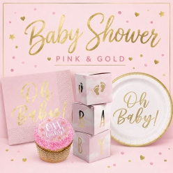 Pink & Metallic Gold Oh Baby Shower