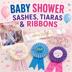 Baby Shower Sashes, Tiaras & Ribbons