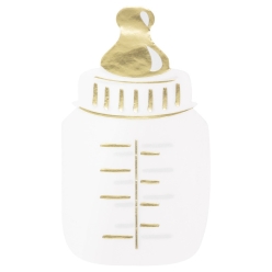 Baby Bottle Gold Metallic Lunch Napkins - 16 PK