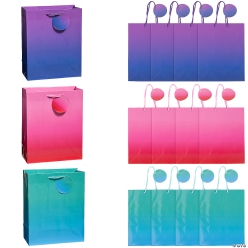 Ombre Paper Gift Bags with Tags -12Pk