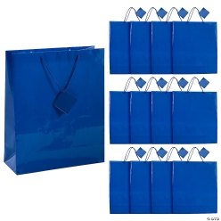 Extra Large Blue Gift Bags with Tags-12Pk