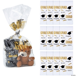 Congrats Grad Cellophane Bags with Twist Ties-12Pk