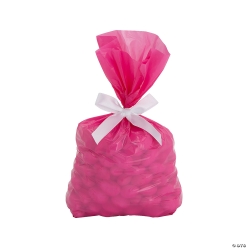 Pink Cellophane Bags with White Bow Kit-50Pk