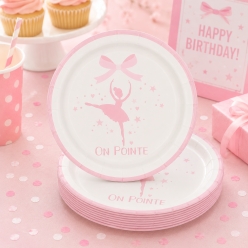 Pink Ballerina On Pointe Dessert Plates-8 Pk