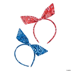 Bandana Print Bow Headbands - 6pk