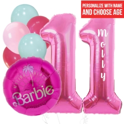Barbie PERSONALIZED Name & Double Digit Age Balloon Bouquet