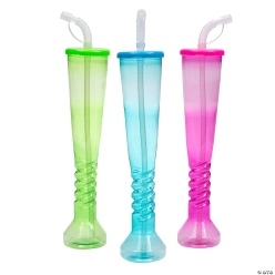 Twisted Base Yard Cups with Lid & Straw-12Pk