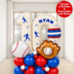 Baseball Airfill Personalized Name & Double Digit Balloon Column