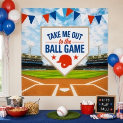 Baseball Take Me Out to the Ball Game Fabric Backdrop 48