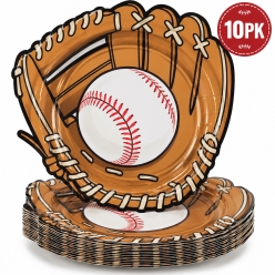 Baseball Glove Shaped Plates - 10 PK