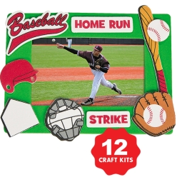 Baseball Picture Frame Magnet Craft Kits - 12pk