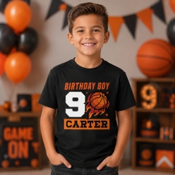 Basketball Birthday Personalized Name Black T-shirt