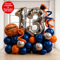 Basketball 2 Digit - 6 Ft Airfill Personalized Balloon Column