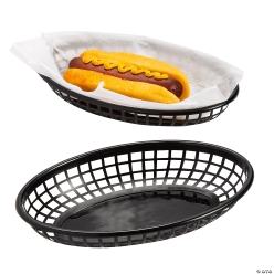 Black Plastic Diner-Style Serving Baskets - 12Pk