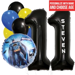 Batman PERSONALIZED Name & Double Digit Age Balloon Bouquet