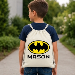 Batman Logo Personalized Drawstring Backpack