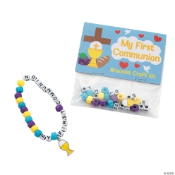 Religious First Communion Beaded Bracelet Craft Kit-12Pk