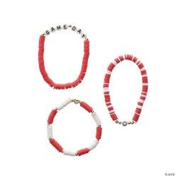 Red Game Day Spirit Beaded Bracelet Sets-12Pk