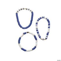 Blue Game Day Spirit Beaded Bracelet Sets-12Pk