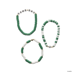 Green Game Day Spirit Beaded Bracelet Sets-12Pk