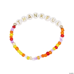 Thanksgiving Thankful Fall Colours Beaded Bracelets-12Pk