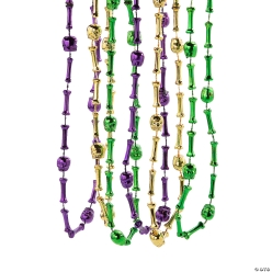 Metallic Mardi Gras Voodoo Bones Necklaces-48Pk