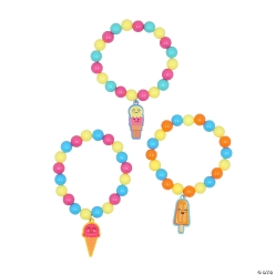 Smiling Ice Cream Treat Beaded Plastic Bracelets-12Pk