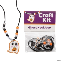 Halloween Ghost Charm Beaded Plastic Necklace Craft Kit-12Pk