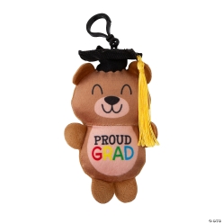 Plush Elementary Graduation Bear Backpack Clips-12Pk
