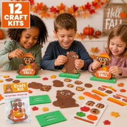 Fall Bear 3D Stand-Up Craft Kit-12Pk