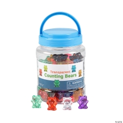 Translucent Rainbow Counting Bears with Storage Jar