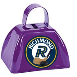 Hockey Personalized Metal Purple Cow Bells - 12 Pack