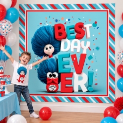 The Cat in the Hat Movie 6FT Fabric Backdrop