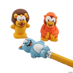 Big Eye Safari Animals Pencil Toppers - 24Pk