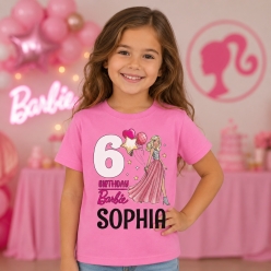 Barbie Birthday Personalized Dark Pink T-shirt