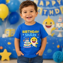 Birthday Shark Blue T-shirt