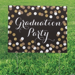 Black & Gold Graduation Yard Sign
