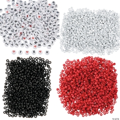 BULK Red, White & Black Bead Assortment-3400Pk
