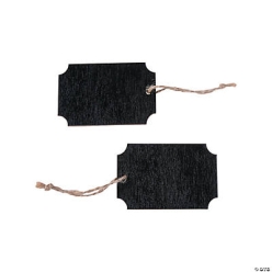 Black Chalkboard & Wood Label Favour Tags - 12pk